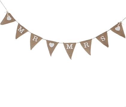 Amazon Com Refaxi Vintage Mr Mrs Bunting Banner Brown Triangle
