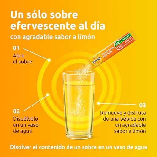 Energy Doble Acción Stress Out - Multivitamínico con Magnesio, Vitaminas B6, B12, Ácido Fólico, Rhodiola y Melisa - Anti-estrés, Energía, Memoria, 20 Sobres Limón