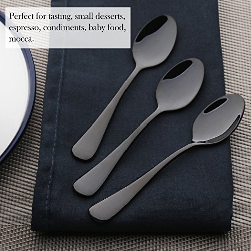 Demitasse Espresso Coffee Spoon Stainless Steel Black 6 Piece 5 Inch Mini Teaspoon Mocca Spoons Set Dishwasher Safe