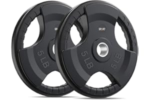 SPART Weight Plate 2-Inch Rubber Coated Olympic Grip Plate for Barbell,Solid Cast Iron Weight Plates in Pairs or Single for Strength Training,Weightlifting,Crossfit,Home Gym(5LB/10LB/25LB/35LB/45LB)