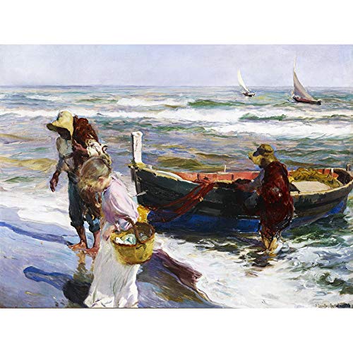 Artery8 Sorolla Arrival Of Fishing Boats Painting Art Print Canvas Premium Wall Decor Poster Mural