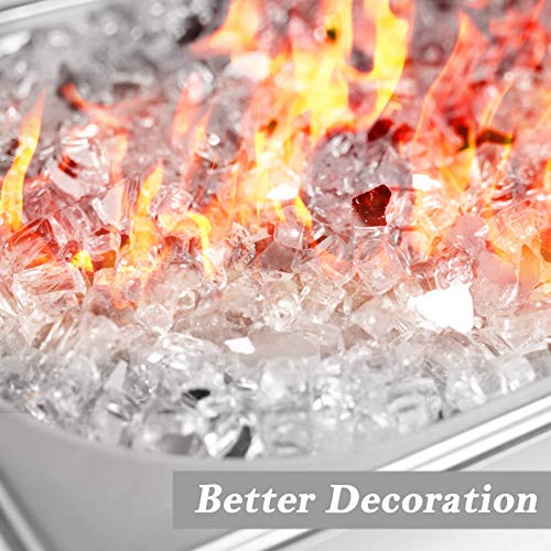 X Home 15LB Fire Pit Glass Rocks, 1/2 Inch Reflective Fire Glass for