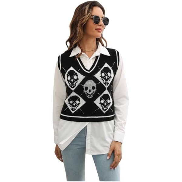 トップス Roen Skull swarofski vest XS - Black - Genuine Leather - Iconic Skull Vest at Amazon Men's