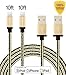 Tecland 2pack 10ft Nylon Braided lightning cords to USB Cable for iPhone 6/ 6s/ Plus /5s /5Plus/ 5, iPad Air,iPad mini, iPod touch 5th gen / 6th gen / nano 7th gen [black &gold]