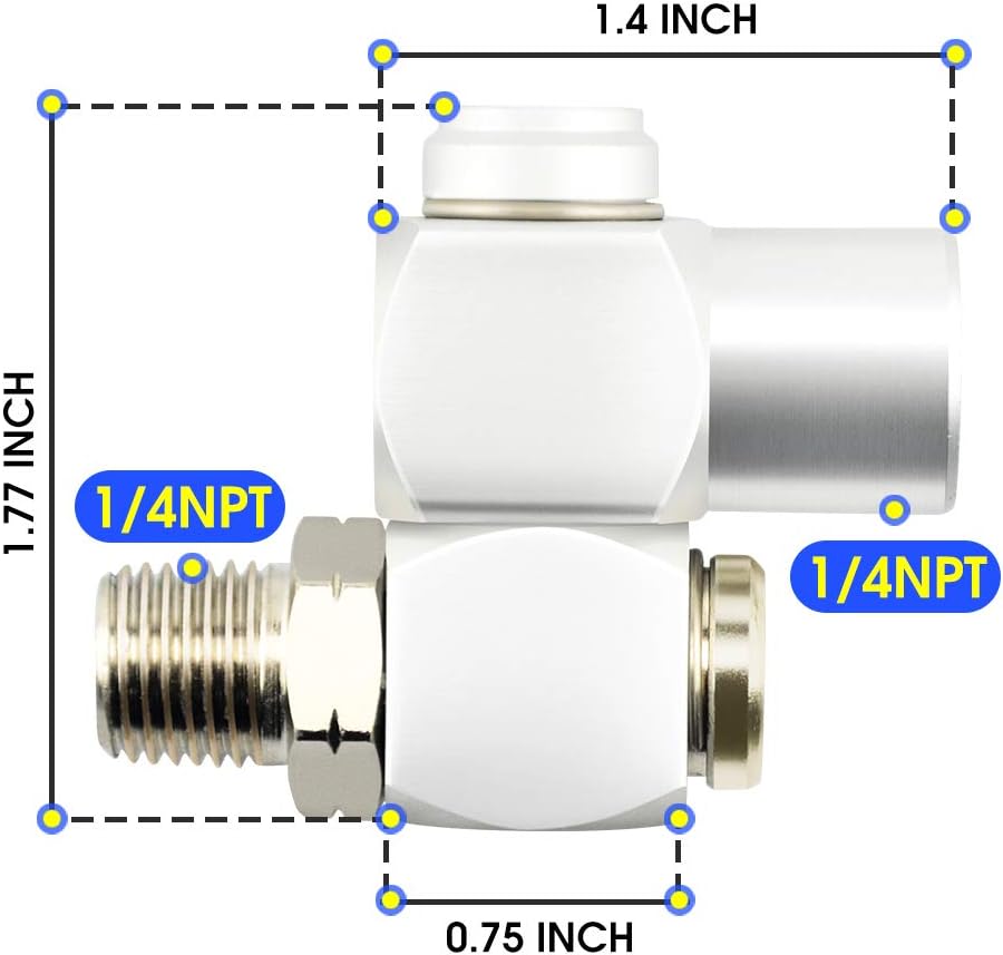 Tailonz Pneumaitc 4Pcs 1/4 Inch Air Tool Swivel Fitting 360 Degree Swivel Air Hose Connector Industrial Swivel Portable Air Tool Adapter - - 