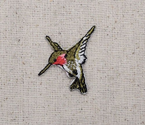 Mini - Hummingbird - Ruby Red Throat - Facing LEFT - Iron on Embroidered Applique Patch