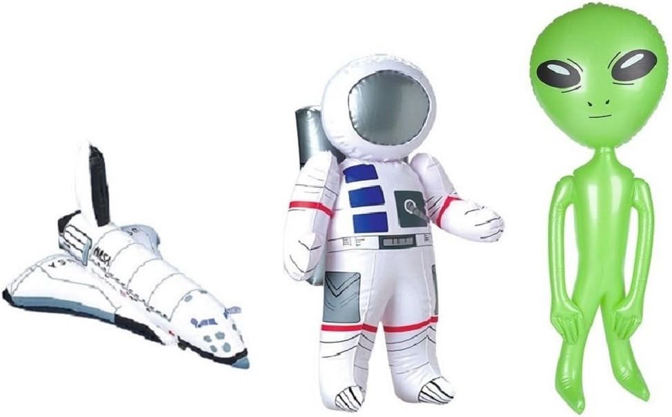 Outer Space Adventure Set Astronaut Shuttle Rocket and Alien Inflates Awesome Birthday Party Pack Encourage Imagination Toys