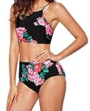 Angerella Womens Retro Classic Crop Top Bikini Two Piece Swimsuit Banded Swimwear
