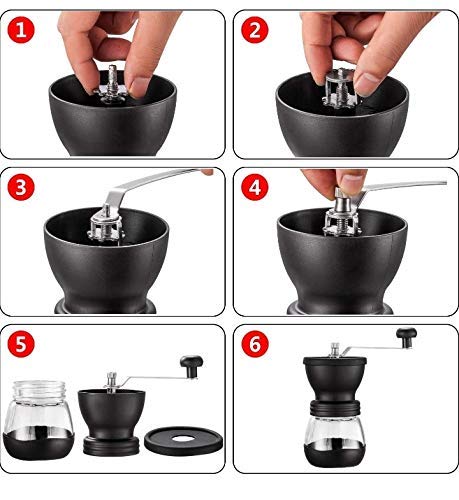 Zolay Manuelle Kaffeemühle mit Keramik-Frässtiften, Glasdosen, Silikonabdeckung und Edelstahlgriff, Hand-Kaffeemühle mit… – Bild 6