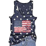 Women's American Flag Tank Top – Stars & Stripes Print Sleeveless Tee For 4th Of July, Beach & Casual Wear