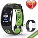 VORSTEK Fitness Tracker with Two Band,Activity Tracker Watch IP67 Waterproof Heart Rate Monitor Pedometer Sleep Tracker Sedentary Alert Calls SMS Reminder for Women Men Kids