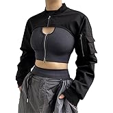 Sup-Coente Goth Fashion Crop Top Jacket for Women Teen Girls Juniors or Teenagers