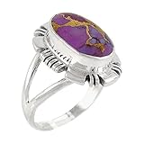 925 Sterling Silver Ring with Genuine Purple Turquoise Mohave Sizes 6 to 11 (7)