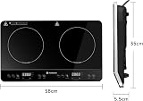 AAOBOSI Double Induction Hob Induction Cooker 2800W Dual Zone Portable Glass view 7