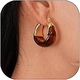 Brown Earrings for Women Gold Brown Earrings Dangle Small Gold Huggie Hoop Earring Chunky Statement Jewelry Trendy Gifts