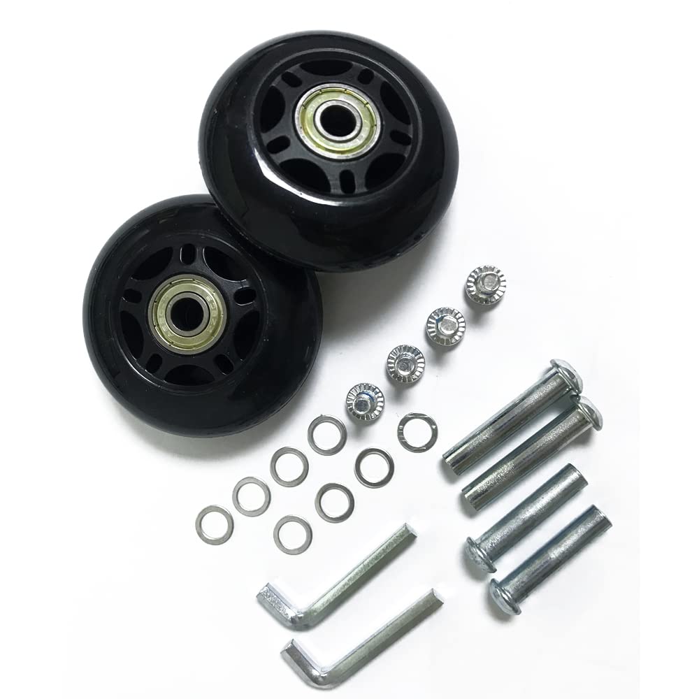 Photo 1 of LOTOWELZON 2pcs Luggage Suitcase Replacement Wheels, 80mm Rubber Inline Roller Skate Wheels with 8mm(0.31") ABEC-7 608ZZ Bearings Repair Kits (Black, OD80xW24mm/3.15" x0.94)