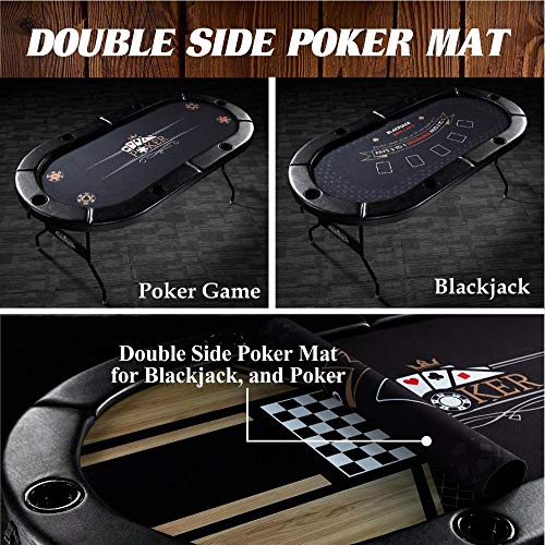 Compact Size and Portability with 6 Players 5 in-1 Multi-Game Poker Table, Blackjack, Poker, Checker, Chess, and Backgammon