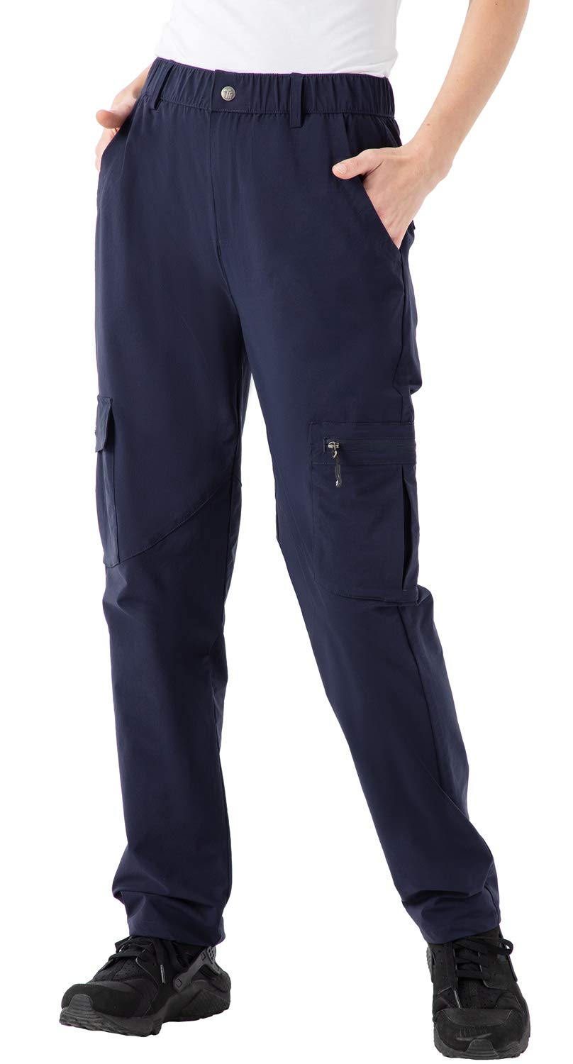 Photo 1 of Rdruko Women's Hiking Pants Water Resistant Lightweight Quick Dry Travel Work Cargo Pants with 5 Zipper Pockets Navy XX-Large