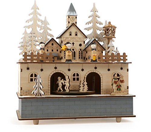Little Village - Caja de música y lámpara (Madera, 24 x 21 x 11 cm), diseño de Little Village