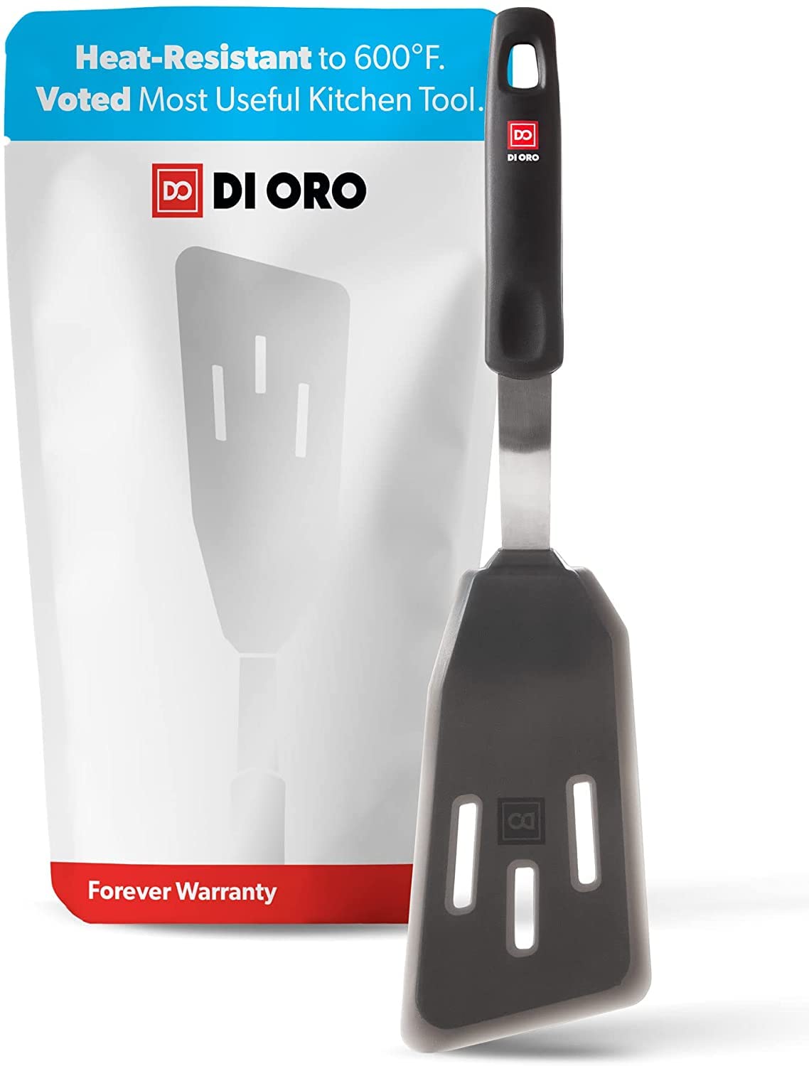 DI ORO® Designer Series Flexible Silicone Turner Spatula - 315°C Heat-Resistant Rubber Kitchen Fish Slice - Versatile Silicone Spatulas - BPA Free & LFGB Certified - Dishwasher Safe