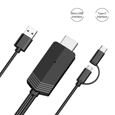 2-in-1Type-C/Micro USB to HDMI Kabel, MiraScreen Digital Adapter 1080P HDTV Videokabel Umwandlungskabel Nur für Android Telef