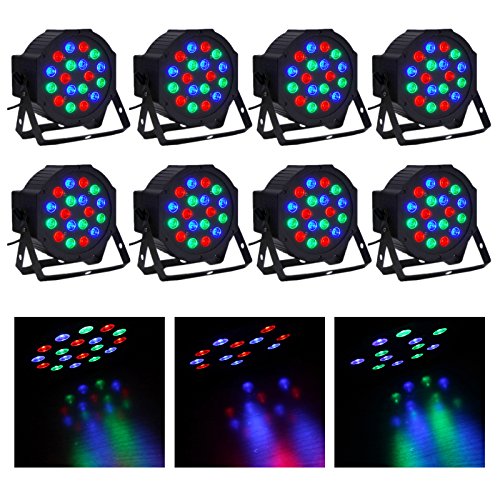 image for CO-Z LED Par Lights 18x3W Pack of 8 pcs RGB DJ Stage Party Light Syste