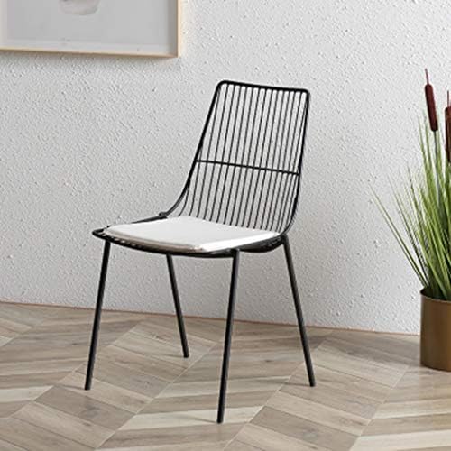 LYXPUZI Nordic iron wire dining chair/wrought iron casual cafe tables and chairs/backrest designer chair (Color : BLACK)