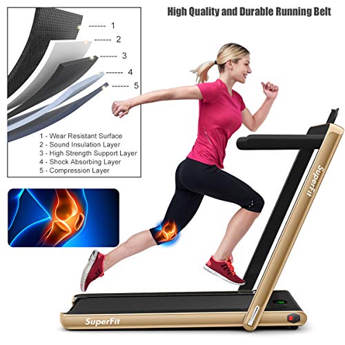 GYMAX Under Desk Treadmill, Foldable Multifunctional Running Treadmill