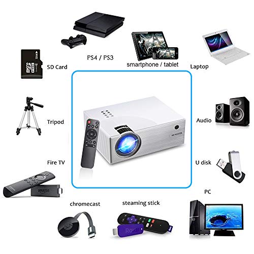WiFi Projector 2600 Lumens, DIWUER Mini Portable Video Projectors, WiFi Directly Connect Smartphones for Home Outdoor Movie Theater, Support Full HD 1080P, HDMI, VGA, SD Card, AV, USB