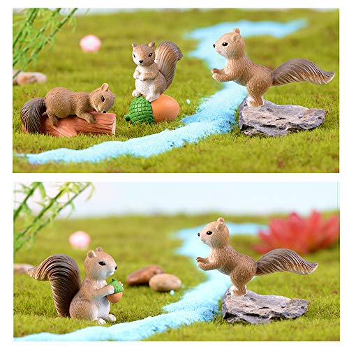 QTFHR 4 Pcs Squirrel Animal Figurine Ornament Home Ornament Decor, Garden Cake Top Decoration - Thumbnail 2