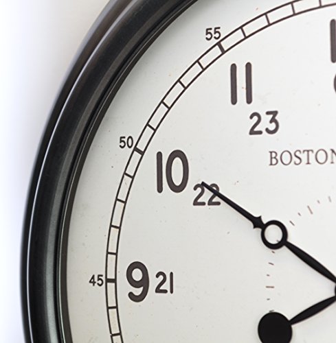 Kiera Grace HO60218-3 30" Bostonian Metal Wall Clock, Large, Grey