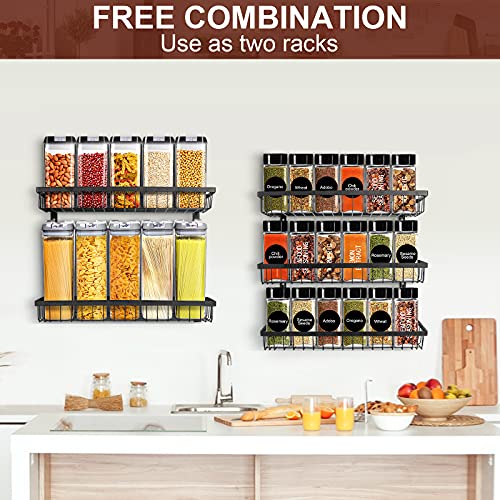 Wall Mount Spice Rack Organizer, 5 Tier HeightAdjustable Hanging Spice