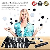 Travel Backgammon Set Detachable Portable Roll Up Design,Leather Backgammon Set Backgammon Chess Checkers Inside,Leather Backgammon Board Game Set (Black)