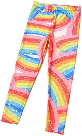 Timemory Girls Print Leggings Child Tights with Design (Rainbow S)