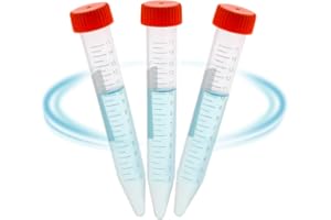 Conical Centrifuge Tubes 15mL, AyinLab Conical Tubes 50pcs, Polypropylene Plastic Test Tubes with Leak-Proof Screw Caps, Graduated and Write Marks, Non-pyrogenic and DNase/RNase Free