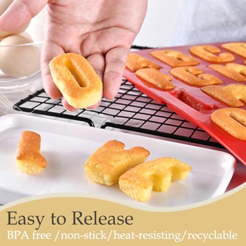 Silicone Letter Cake Mold BPA Free, Non-Stick Chocolate Mold Soft and Easy to Release, Decorating Silicone Red Mold Cake Baking Utensils Good Toughness DIY Ice Tray Kitchen Cake Pans