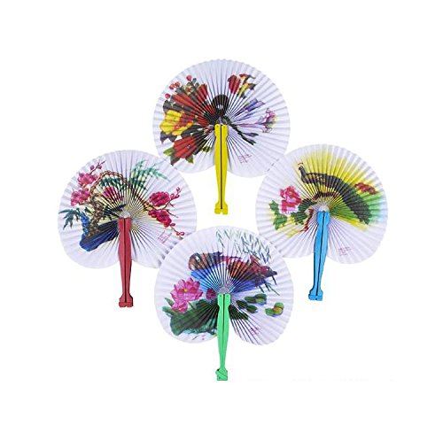 Bargain World 10" Floral Design Folding Fans [12-Pack] | Fun & Exciting Hand Fans For Kids & Teenagers From Our Huge Collection | Sticky Notes Included - Thumbnail 3
