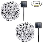 Lalapao 2 Pack Solar String Lights 72ft 22m 200 LED 8 Modes Solar Powered Outdoor Lights Waterproof Starry Christmas Fairy Lights for Indoor Gardens Homes Wedding Holiday Party (White)