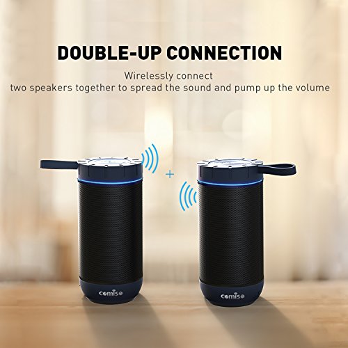 COMISO-Waterproof-Bluetooth-Speakers-Outdoor-Wireless-Portable-Speaker-with-24-Hours-Playtime-Superior-Sound-for-Camping-Beach-Sports-Pool-Party-Shower