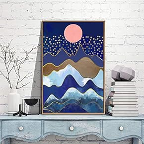 Framed Canvas Wall Art for Living Room, Bedroom Nordic Style Mountains Canvas Prints for Modern Home Decoration Ready to Hang - 16"x24" inches