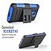 LG Sunrise Case, LG Lucky Case, LG L15G, LG L16C Combo Rugged Shell Cover Holster with Built-in Kickstand and Holster Locking Belt Clip Blue + Circle(TM) Stylus Touch Screen Pen And Screen Protector