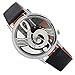 Polytree Unisex Musical Note Faux Leather Strap Hollow Quartz Wrist Watch