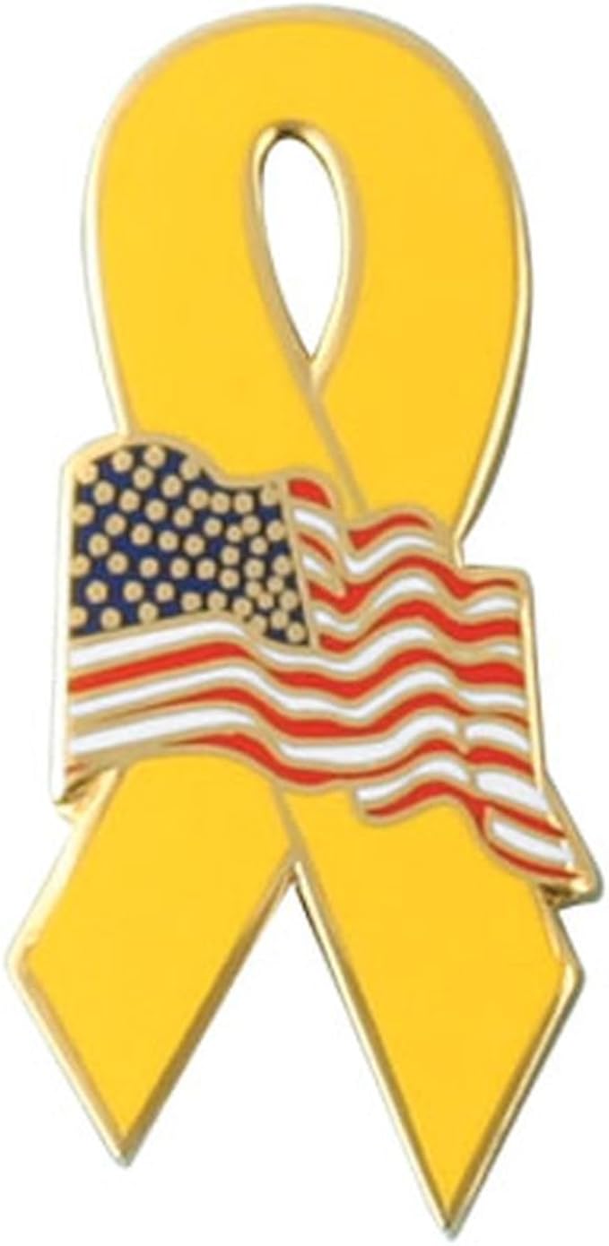 Yellow Ribbon American Flag Lapel Pin Clothing