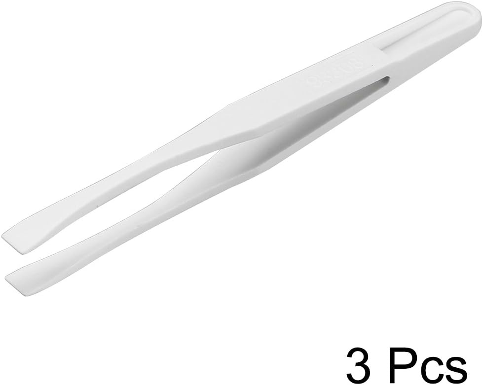 Sourcingmap Plastic Anti-Static Tweezers, Precision Flat Tip for Jewelry Craft DIY Beauty Electronics Repair Tool White 3 Pcs - Image 3