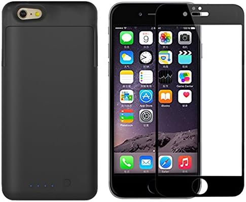 iPhone 6 6S Plus Battery Case with 4000 mAh Capacity [Apple MFI Certifiedwith] and 3D Curved Full Cover Tempered Glass Screen Protector 0.33mm [3D Touch Compatible] for iPhone 6 / iPhone 6S (5.5 inch)