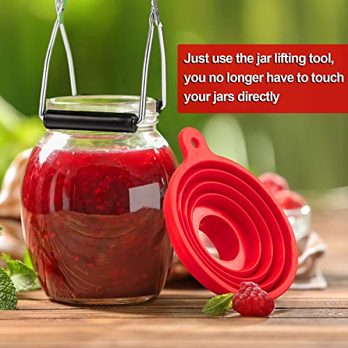 Canning Jar Lifter and Silicone Collapsible Funnel Foldable Large