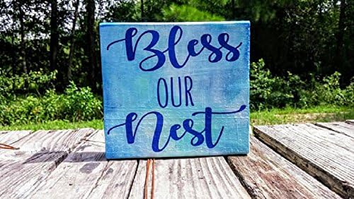 Bless our nest wooden sign, home sweet home wood sign, small sign, shelf sitter, housewarming gift, entryway decor, blessed decor, religious