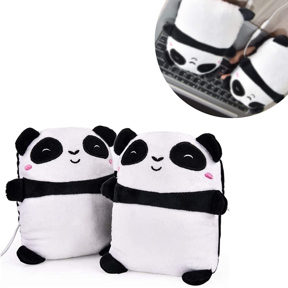 1 Pair USB Winter Hand Warmers, Cute Soft and Comfortable USB Heated Gloves, Half Wearable Fingerless 5V USB Powered Heating Gloves for Gift TO Women and Children