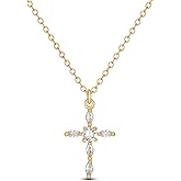SEADAY Gold Cross Necklaces for Women,14K Gold Plated Cross Pendant Necklace,Faith Cross Necklace,Hypoallergenic & Adjustable Length,Christian Necklace Trendy Dainty Jewelry,Gifts For Women