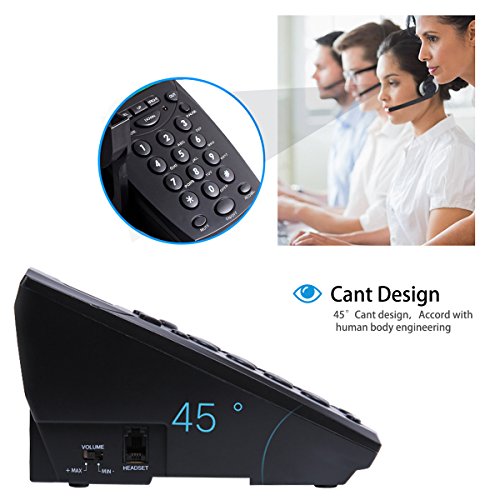 Wikoo Call Center Dialpad,Black Corded Dialpad with Mute Function with Caller ID Receiver and Monaural Headset Noise Canceling Microphone for Home & Business(R6)